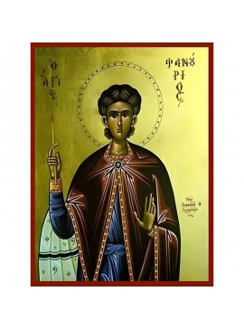 Σετ των 2 Εικόνα Ορθοδοξίας με περίγραμμα χρυσό σε ξύλο Φλαμουρίας  με  βάση Εικόνα ΑΓΙΟΣ ΦΑΝΟΥΡΙΟΣ, Ο ΜΕΓΑΛΟΜΑΡΤΥΣ Χειροποίητη Ελληνορθόδοξη εικόνα του Ιησού Χριστού, Κρεμαστή πλάκα βυζαντινής τέχνης, χριστιανική τέχνη Διάσταση 15x11 cm (5,9x4,3 ίντσες) 