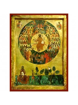 Σετ των 2 Εικόνα Ορθοδοξίας με περίγραμμα χρυσό σε ξύλο Φλαμουρίας  με  βάση Εικόνα ΑΓΙΩΝ ΠΑΝΤΩΝ Ο ΘΕΙΟΤΑΤΟΣ ΧΟΡΟΣ (ΑΓΙΟΙ ΠΑΝΤΕΣ) Χειροποίητη Ελληνορθόδοξη εικόνα του Ιησού Χριστού, Κρεμαστή πλάκα βυζαντινής τέχνης, χριστιανική τέχνη Διάσταση 15x11 cm (5,