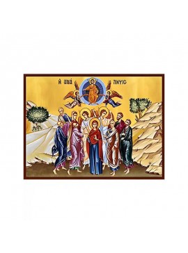 Σετ των 2 Εικόνα Ορθοδοξίας με περίγραμμα χρυσό σε ξύλο Φλαμουρίας  με  βάση Εικόνα ΑΝΑΛΗΨΙΣ ΧΡΙΣΤΟΥ Χειροποίητη Ελληνορθόδοξη εικόνα του Ιησού Χριστού, Κρεμαστή πλάκα βυζαντινής τέχνης, χριστιανική τέχνη Διάσταση 15x11 cm (5,9x4,3 ίντσες)  INTRAEK-337757