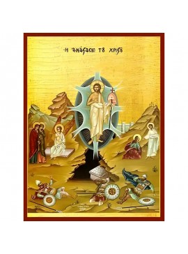 Σετ των 2 Εικόνα Ορθοδοξίας με περίγραμμα χρυσό σε ξύλο Φλαμουρίας  με  βάση Εικόνα ΑΝΑΣΤΑΣΙΣ ΧΡΙΣΤΟΥ Χειροποίητη Ελληνορθόδοξη εικόνα του Ιησού Χριστού, Κρεμαστή πλάκα βυζαντινής τέχνης, χριστιανική τέχνη Διάσταση 15x11 cm (5,9x4,3 ίντσες)  INTRAEK-33775