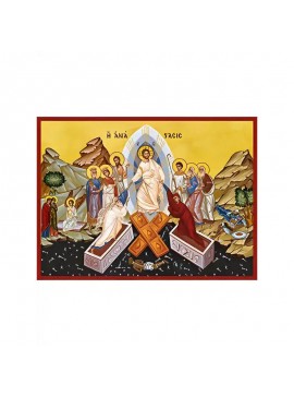 Σετ των 2 Εικόνα Ορθοδοξίας με περίγραμμα χρυσό σε ξύλο Φλαμουρίας  με  βάση Εικόνα ΑΝΑΣΤΑΣΙΣ ΧΡΙΣΤΟΥ (ΑΔΟΥ ΚΑΘΟΔΟΣ) Χειροποίητη Ελληνορθόδοξη εικόνα του Ιησού Χριστού, Κρεμαστή πλάκα βυζαντινής τέχνης, χριστιανική τέχνη Διάσταση 15x11 cm (5,9x4,3 ίντσες)