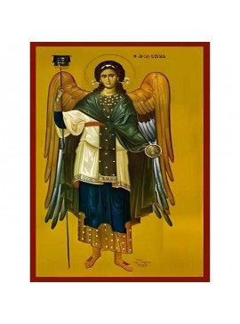 Σετ των 2 Εικόνα Ορθοδοξίας με περίγραμμα χρυσό σε ξύλο Φλαμουρίας  με  βάση Εικόνα ΑΡΧΑΓΓΕΛΟΣ ΓΑΒΡΙΗΛ, ΟΛΟΣΩΜΟΣ Χειροποίητη Ελληνορθόδοξη εικόνα του Ιησού Χριστού, Κρεμαστή πλάκα βυζαντινής τέχνης, χριστιανική τέχνη Διάσταση 15x11 cm (5,9x4,3 ίντσες)  IN