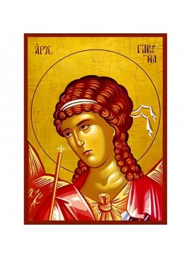 Σετ των 2 Εικόνα Ορθοδοξίας με περίγραμμα χρυσό σε ξύλο Φλαμουρίας  με  βάση Εικόνα ΑΡΧΑΓΓΕΛΟΣ ΓΑΒΡΙΗΛ, ΠΡΟΤΟΜΗ Χειροποίητη Ελληνορθόδοξη εικόνα του Ιησού Χριστού, Κρεμαστή πλάκα βυζαντινής τέχνης, χριστιανική τέχνη Διάσταση 15x11 cm (5,9x4,3 ίντσες)  INT
