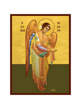 Σετ των 2 Εικόνα Ορθοδοξίας με περίγραμμα χρυσό σε ξύλο Φλαμουρίας  με  βάση Εικόνα ΑΡΧΑΓΓΕΛΟΣ ΜΙΧΑΗΛ, ΔΕΟΜΕΝΟΣ, ΟΛΟΣΩΜΟΣ Χειροποίητη Ελληνορθόδοξη εικόνα του Ιησού Χριστού, Κρεμαστή πλάκα βυζαντινής τέχνης, χριστιανική τέχνη Διάσταση 15x11 cm (5,9x4,3 ίν