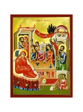 Σετ των 2 Εικόνα Ορθοδοξίας με περίγραμμα χρυσό σε ξύλο Φλαμουρίας  με  βάση Εικόνα ΓΕΝΕΣΙΟΝ ΘΕΟΤΟΚΟΥ Χειροποίητη Ελληνορθόδοξη εικόνα του Ιησού Χριστού, Κρεμαστή πλάκα βυζαντινής τέχνης, χριστιανική τέχνη Διάσταση 15x11 cm (5,9x4,3 ίντσες)  INTRAEK-33775