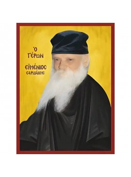 Σετ των 2 Εικόνα Ορθοδοξίας με περίγραμμα χρυσό σε ξύλο Φλαμουρίας  με  βάση Εικόνα ΓΕΡΩΝ ΕΥΜΕΝΙΟΣ ΣΑΡΙΔΑΚΗΣ Χειροποίητη Ελληνορθόδοξη εικόνα του Ιησού Χριστού, Κρεμαστή πλάκα βυζαντινής τέχνης, χριστιανική τέχνη Διάσταση 15x11 cm (5,9x4,3 ίντσες)  INTRAE