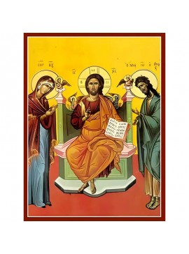 Σετ των 2 Εικόνα Ορθοδοξίας με περίγραμμα χρυσό σε ξύλο Φλαμουρίας  με  βάση Εικόνα ΔΕΗΣΙΣ (ΤΡΙΜΟΡΦΟΝ) Χειροποίητη Ελληνορθόδοξη εικόνα του Ιησού Χριστού, Κρεμαστή πλάκα βυζαντινής τέχνης, χριστιανική τέχνη Διάσταση 15x11 cm (5,9x4,3 ίντσες)  INTRAEK-3377