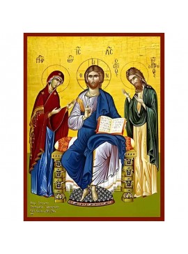 Σετ των 2 Εικόνα Ορθοδοξίας με περίγραμμα χρυσό σε ξύλο Φλαμουρίας  με  βάση Εικόνα ΔΕΗΣΙΣ (ΤΡΙΜΟΡΦΟΝ) Χειροποίητη Ελληνορθόδοξη εικόνα του Ιησού Χριστού, Κρεμαστή πλάκα βυζαντινής τέχνης, χριστιανική τέχνη Διάσταση 15x11 cm (5,9x4,3 ίντσες)  INTRAEK-3377
