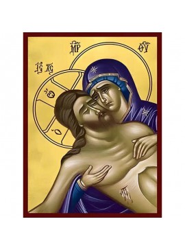 Σετ των 2 Εικόνα Ορθοδοξίας με περίγραμμα χρυσό σε ξύλο Φλαμουρίας  με  βάση Εικόνα ΕΓΚΩΜΙΑ ΤΗΣ ΜΕΓΑΛΗΣ ΠΑΡΑΣΚΕΥΗΣ Χειροποίητη Ελληνορθόδοξη εικόνα του Ιησού Χριστού, Κρεμαστή πλάκα βυζαντινής τέχνης, χριστιανική τέχνη Διάσταση 15x11 cm (5,9x4,3 ίντσες)  