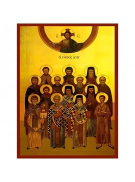 Σετ των 2 Εικόνα Ορθοδοξίας με περίγραμμα χρυσό σε ξύλο Φλαμουρίας  με  βάση Εικόνα ΕΥΒΟΕΙΣ ΑΓΙΟΙ, ΟΛΟΣΩΜΟΙ Χειροποίητη Ελληνορθόδοξη εικόνα του Ιησού Χριστού, Κρεμαστή πλάκα βυζαντινής τέχνης, χριστιανική τέχνη Διάσταση 15x11 cm (5,9x4,3 ίντσες)  INTRAEK