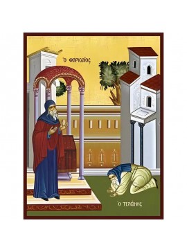 Σετ των 2 Εικόνα Ορθοδοξίας με περίγραμμα χρυσό σε ξύλο Φλαμουρίας  με  βάση Εικόνα Η ΠΑΡΑΒΟΛΗ ΤΟΥ ΤΕΛΩΝΟΥ ΚΑΙ ΤΟΥ ΦΑΡΙΣΑΙΟΥ Χειροποίητη Ελληνορθόδοξη εικόνα του Ιησού Χριστού, Κρεμαστή πλάκα βυζαντινής τέχνης, χριστιανική τέχνη Διάσταση 15x11 cm (5,9x4,3