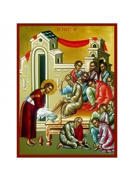 Σετ των 2 Εικόνα Ορθοδοξίας με περίγραμμα χρυσό σε ξύλο Φλαμουρίας  με  βάση Εικόνα ΙΕΡΟΣ ΝΙΠΤΗΡ Χειροποίητη Ελληνορθόδοξη εικόνα του Ιησού Χριστού, Κρεμαστή πλάκα βυζαντινής τέχνης, χριστιανική τέχνη Διάσταση 15x11 cm (5,9x4,3 ίντσες)  INTRAEK-3377578644