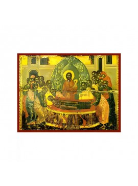 Σετ των 2 Εικόνα Ορθοδοξίας με περίγραμμα χρυσό σε ξύλο Φλαμουρίας  με  βάση Εικόνα ΚΟΙΜΗΣΙΣ ΘΕΟΤΟΚΟΥ Χειροποίητη Ελληνορθόδοξη εικόνα του Ιησού Χριστού, Κρεμαστή πλάκα βυζαντινής τέχνης, χριστιανική τέχνη Διάσταση 15x11 cm (5,9x4,3 ίντσες)  INTRAEK-33775