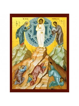 Σετ των 2 Εικόνα Ορθοδοξίας με περίγραμμα χρυσό σε ξύλο Φλαμουρίας  με  βάση Εικόνα ΜΕΤΑΜΟΡΦΩΣΙΣ ΧΡΙΣΤΟΥ Χειροποίητη Ελληνορθόδοξη εικόνα του Ιησού Χριστού, Κρεμαστή πλάκα βυζαντινής τέχνης, χριστιανική τέχνη Διάσταση 15x11 cm (5,9x4,3 ίντσες)  INTRAEK-33