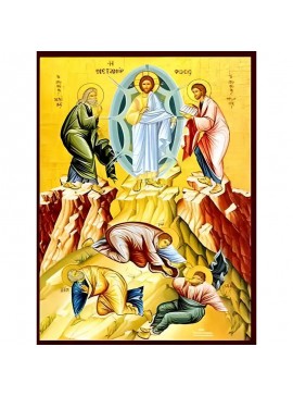 Σετ των 2 Εικόνα Ορθοδοξίας με περίγραμμα χρυσό σε ξύλο Φλαμουρίας  με  βάση Εικόνα ΜΕΤΑΜΟΡΦΩΣΙΣ ΧΡΙΣΤΟΥ Χειροποίητη Ελληνορθόδοξη εικόνα του Ιησού Χριστού, Κρεμαστή πλάκα βυζαντινής τέχνης, χριστιανική τέχνη Διάσταση 15x11 cm (5,9x4,3 ίντσες)  INTRAEK-33