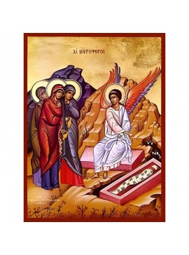 Σετ των 2 Εικόνα Ορθοδοξίας με περίγραμμα χρυσό σε ξύλο Φλαμουρίας  με  βάση Εικόνα ΜΥΡΟΦΟΡΟΙ Χειροποίητη Ελληνορθόδοξη εικόνα του Ιησού Χριστού, Κρεμαστή πλάκα βυζαντινής τέχνης, χριστιανική τέχνη Διάσταση 15x11 cm (5,9x4,3 ίντσες)  INTRAEK-337757864388