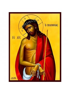 Σετ των 2 Εικόνα Ορθοδοξίας με περίγραμμα χρυσό σε ξύλο Φλαμουρίας  με  βάση Εικόνα ΝΥΜΦΙΟΣ Χειροποίητη Ελληνορθόδοξη εικόνα του Ιησού Χριστού, Κρεμαστή πλάκα βυζαντινής τέχνης, χριστιανική τέχνη Διάσταση 15x11 cm (5,9x4,3 ίντσες)  INTRAEK-337757864377