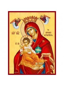 Σετ των 2 Εικόνα Ορθοδοξίας με περίγραμμα χρυσό σε ξύλο Φλαμουρίας  με  βάση Εικόνα ΠΑΝΑΓΙΑ ΜΕ ΧΡΙΣΤΟ, ΒΡΕΦΟΚΡΑΤΟΥΣΑ Χειροποίητη Ελληνορθόδοξη εικόνα του Ιησού Χριστού, Κρεμαστή πλάκα βυζαντινής τέχνης, χριστιανική τέχνη Διάσταση 15x11 cm (5,9x4,3 ίντσες)