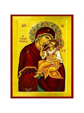 Σετ των 2 Εικόνα Ορθοδοξίας με περίγραμμα χρυσό σε ξύλο Φλαμουρίας  με  βάση Εικόνα ΠΑΝΑΓΙΑ ΜΕ ΧΡΙΣΤΟ, ΓΛΥΚΟΦΙΛΟΥΣΑ Χειροποίητη Ελληνορθόδοξη εικόνα του Ιησού Χριστού, Κρεμαστή πλάκα βυζαντινής τέχνης, χριστιανική τέχνη Διάσταση 15x11 cm (5,9x4,3 ίντσες) 