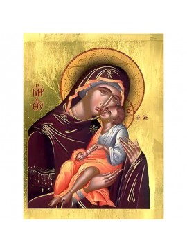 Σετ των 2 Εικόνα Ορθοδοξίας με περίγραμμα χρυσό σε ξύλο Φλαμουρίας  με  βάση Εικόνα ΠΑΝΑΓΙΑ ΜΕ ΧΡΙΣΤΟ, ΓΛΥΚΟΦΙΛΟΥΣΑ Χειροποίητη Ελληνορθόδοξη εικόνα του Ιησού Χριστού, Κρεμαστή πλάκα βυζαντινής τέχνης, χριστιανική τέχνη Διάσταση 15x11 cm (5,9x4,3 ίντσες) 