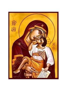 Σετ των 2 Εικόνα Ορθοδοξίας με περίγραμμα χρυσό σε ξύλο Φλαμουρίας  με  βάση Εικόνα ΠΑΝΑΓΙΑ ΜΕ ΧΡΙΣΤΟ, ΓΛΥΚΟΦΙΛΟΥΣΑ Χειροποίητη Ελληνορθόδοξη εικόνα του Ιησού Χριστού, Κρεμαστή πλάκα βυζαντινής τέχνης, χριστιανική τέχνη Διάσταση 15x11 cm (5,9x4,3 ίντσες) 