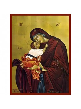 Σετ των 2 Εικόνα Ορθοδοξίας με περίγραμμα χρυσό σε ξύλο Φλαμουρίας  με  βάση Εικόνα ΠΑΝΑΓΙΑ ΜΕ ΧΡΙΣΤΟ, ΓΛΥΚΟΦΙΛΟΥΣΑ (ΙΕΡΑ ΜΟΝΗ ΤΗΣ ΧΩΡΑΣ / ΚΑΧΡΙΕ ΤΖΑΜΙ) Χειροποίητη Ελληνορθόδοξη εικόνα του Ιησού Χριστού, Κρεμαστή πλάκα βυζαντινής τέχνης, χριστιανική τέχν