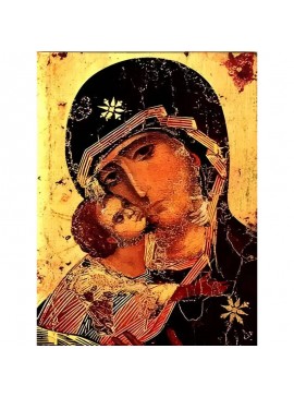 Σετ των 2 Εικόνα Ορθοδοξίας με περίγραμμα χρυσό σε ξύλο Φλαμουρίας  με  βάση Εικόνα ΠΑΝΑΓΙΑ ΜΕ ΧΡΙΣΤΟ, ΓΛΥΚΟΦΙΛΟΥΣΑ, ΒΛΑΔΙΜΙΡ, ΛΕΠΤΟΜΕΡΕΙΑ Χειροποίητη Ελληνορθόδοξη εικόνα του Ιησού Χριστού, Κρεμαστή πλάκα βυζαντινής τέχνης, χριστιανική τέχνη Διάσταση 15x
