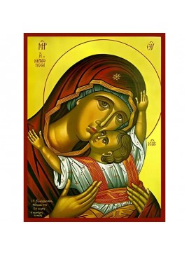 Σετ των 2 Εικόνα Ορθοδοξίας με περίγραμμα χρυσό σε ξύλο Φλαμουρίας  με  βάση Εικόνα ΠΑΝΑΓΙΑ ΜΕ ΧΡΙΣΤΟ, ΓΛΥΚΟΦΙΛΟΥΣΑ, ΚΑΡΔΙΩΤΙΣΣΑ, ΠΡΟΤΟΜΗ Χειροποίητη Ελληνορθόδοξη εικόνα του Ιησού Χριστού, Κρεμαστή πλάκα βυζαντινής τέχνης, χριστιανική τέχνη Διάσταση 15x1