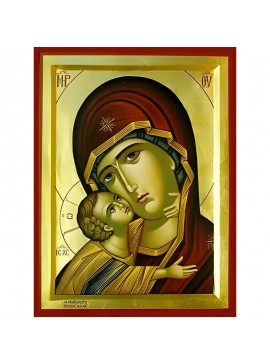 Σετ των 2 Εικόνα Ορθοδοξίας με περίγραμμα χρυσό σε ξύλο Φλαμουρίας  με  βάση Εικόνα ΠΑΝΑΓΙΑ ΜΕ ΧΡΙΣΤΟ, ΓΛΥΚΟΦΙΛΟΥΣΑ, ΠΡΟΤΟΜΗ Χειροποίητη Ελληνορθόδοξη εικόνα του Ιησού Χριστού, Κρεμαστή πλάκα βυζαντινής τέχνης, χριστιανική τέχνη Διάσταση 15x11 cm (5,9x4,3