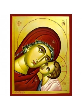 Σετ των 2 Εικόνα Ορθοδοξίας με περίγραμμα χρυσό σε ξύλο Φλαμουρίας  με  βάση Εικόνα ΠΑΝΑΓΙΑ ΜΕ ΧΡΙΣΤΟ, ΓΛΥΚΟΦΙΛΟΥΣΑ, ΠΡΟΤΟΜΗ Χειροποίητη Ελληνορθόδοξη εικόνα του Ιησού Χριστού, Κρεμαστή πλάκα βυζαντινής τέχνης, χριστιανική τέχνη Διάσταση 15x11 cm (5,9x4,3