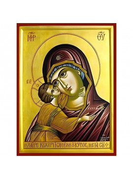 Σετ των 2 Εικόνα Ορθοδοξίας με περίγραμμα χρυσό σε ξύλο Φλαμουρίας  με  βάση Εικόνα ΠΑΝΑΓΙΑ ΜΕ ΧΡΙΣΤΟ, ΓΛΥΚΟΦΙΛΟΥΣΑ, ΠΡΟΤΟΜΗ Χειροποίητη Ελληνορθόδοξη εικόνα του Ιησού Χριστού, Κρεμαστή πλάκα βυζαντινής τέχνης, χριστιανική τέχνη Διάσταση 15x11 cm (5,9x4,3