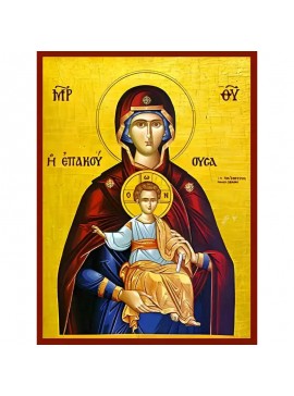 Σετ των 2 Εικόνα Ορθοδοξίας με περίγραμμα χρυσό σε ξύλο Φλαμουρίας  με  βάση Εικόνα ΠΑΝΑΓΙΑ ΜΕ ΧΡΙΣΤΟ, ΕΠΑΚΟΥΟΥΣΑ Χειροποίητη Ελληνορθόδοξη εικόνα του Ιησού Χριστού, Κρεμαστή πλάκα βυζαντινής τέχνης, χριστιανική τέχνη Διάσταση 15x11 cm (5,9x4,3 ίντσες)  I