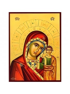 Σετ των 2 Εικόνα Ορθοδοξίας με περίγραμμα χρυσό σε ξύλο Φλαμουρίας  με  βάση Εικόνα ΠΑΝΑΓΙΑ ΜΕ ΧΡΙΣΤΟ, ΚΑΖΑΝ Χειροποίητη Ελληνορθόδοξη εικόνα του Ιησού Χριστού, Κρεμαστή πλάκα βυζαντινής τέχνης, χριστιανική τέχνη Διάσταση 15x11 cm (5,9x4,3 ίντσες)  INTRAE
