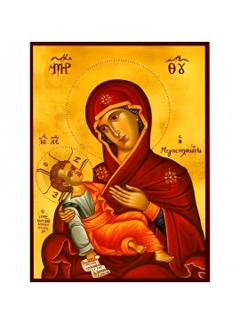 Σετ των 2 Εικόνα Ορθοδοξίας με περίγραμμα χρυσό σε ξύλο Φλαμουρίας  με  βάση Εικόνα ΠΑΝΑΓΙΑ ΜΕ ΧΡΙΣΤΟ, ΜΕΓΑΣΠΗΛΑΙΩΤΙΣΣΑ Χειροποίητη Ελληνορθόδοξη εικόνα του Ιησού Χριστού, Κρεμαστή πλάκα βυζαντινής τέχνης, χριστιανική τέχνη Διάσταση 15x11 cm (5,9x4,3 ίντσ