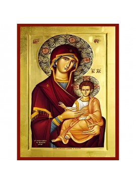 Σετ των 2 Εικόνα Ορθοδοξίας με περίγραμμα χρυσό σε ξύλο Φλαμουρίας  με  βάση Εικόνα ΠΑΝΑΓΙΑ ΜΕ ΧΡΙΣΤΟ, ΟΔΗΓΗΤΡΙΑ Χειροποίητη Ελληνορθόδοξη εικόνα του Ιησού Χριστού, Κρεμαστή πλάκα βυζαντινής τέχνης, χριστιανική τέχνη Διάσταση 15x11 cm (5,9x4,3 ίντσες)  IN