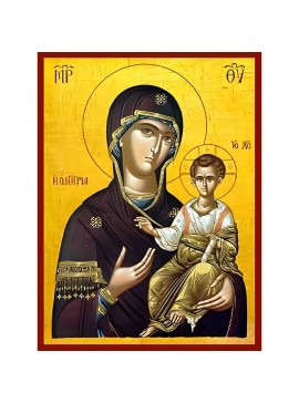 Σετ των 2 Εικόνα Ορθοδοξίας με περίγραμμα χρυσό σε ξύλο Φλαμουρίας  με  βάση Εικόνα ΠΑΝΑΓΙΑ ΜΕ ΧΡΙΣΤΟ, ΟΔΗΓΗΤΡΙΑ Χειροποίητη Ελληνορθόδοξη εικόνα του Ιησού Χριστού, Κρεμαστή πλάκα βυζαντινής τέχνης, χριστιανική τέχνη Διάσταση 15x11 cm (5,9x4,3 ίντσες)  IN