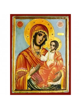 Σετ των 2 Εικόνα Ορθοδοξίας με περίγραμμα χρυσό σε ξύλο Φλαμουρίας  με  βάση Εικόνα ΠΑΝΑΓΙΑ ΜΕ ΧΡΙΣΤΟ, ΟΔΗΓΗΤΡΙΑ Χειροποίητη Ελληνορθόδοξη εικόνα του Ιησού Χριστού, Κρεμαστή πλάκα βυζαντινής τέχνης, χριστιανική τέχνη Διάσταση 15x11 cm (5,9x4,3 ίντσες)  IN