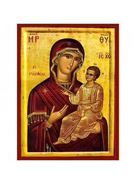 Σετ των 2 Εικόνα Ορθοδοξίας με περίγραμμα χρυσό σε ξύλο Φλαμουρίας  με  βάση Εικόνα ΠΑΝΑΓΙΑ ΜΕ ΧΡΙΣΤΟ, ΟΔΗΓΗΤΡΙΑ, ΓΙΑΤΡΙΣΣΑ Χειροποίητη Ελληνορθόδοξη εικόνα του Ιησού Χριστού, Κρεμαστή πλάκα βυζαντινής τέχνης, χριστιανική τέχνη Διάσταση 15x11 cm (5,9x4,3 