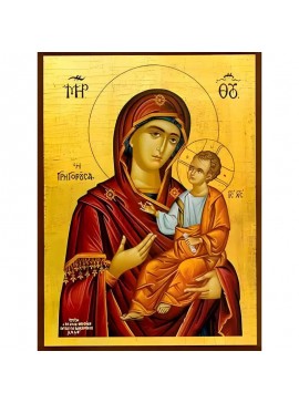 Σετ των 2 Εικόνα Ορθοδοξίας με περίγραμμα χρυσό σε ξύλο Φλαμουρίας  με  βάση Εικόνα ΠΑΝΑΓΙΑ ΜΕ ΧΡΙΣΤΟ, ΟΔΗΓΗΤΡΙΑ, ΓΡΗΓΟΡΟΥΣΑ Χειροποίητη Ελληνορθόδοξη εικόνα του Ιησού Χριστού, Κρεμαστή πλάκα βυζαντινής τέχνης, χριστιανική τέχνη Διάσταση 15x11 cm (5,9x4,3