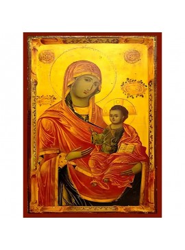 Σετ των 2 Εικόνα Ορθοδοξίας με περίγραμμα χρυσό σε ξύλο Φλαμουρίας  με  βάση Εικόνα ΠΑΝΑΓΙΑ ΜΕ ΧΡΙΣΤΟ, ΟΔΗΓΗΤΡΙΑ, ΕΛΕΟΥΣΑ Χειροποίητη Ελληνορθόδοξη εικόνα του Ιησού Χριστού, Κρεμαστή πλάκα βυζαντινής τέχνης, χριστιανική τέχνη Διάσταση 15x11 cm (5,9x4,3 ίν