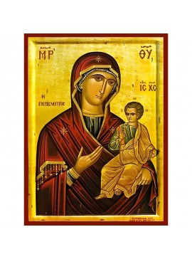 Σετ των 2 Εικόνα Ορθοδοξίας με περίγραμμα χρυσό σε ξύλο Φλαμουρίας  με  βάση Εικόνα ΠΑΝΑΓΙΑ ΜΕ ΧΡΙΣΤΟ, ΟΔΗΓΗΤΡΙΑ, ΠΕΡΙΒΛΕΠΤΟΣ Χειροποίητη Ελληνορθόδοξη εικόνα του Ιησού Χριστού, Κρεμαστή πλάκα βυζαντινής τέχνης, χριστιανική τέχνη Διάσταση 15x11 cm (5,9x4,