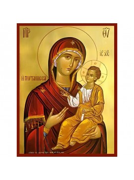 Σετ των 2 Εικόνα Ορθοδοξίας με περίγραμμα χρυσό σε ξύλο Φλαμουρίας  με  βάση Εικόνα ΠΑΝΑΓΙΑ ΜΕ ΧΡΙΣΤΟ, ΟΔΗΓΗΤΡΙΑ, ΠΟΡΤΑΪΤΙΣΣΑ ΤΩΝ ΙΒΗΡΩΝ Χειροποίητη Ελληνορθόδοξη εικόνα του Ιησού Χριστού, Κρεμαστή πλάκα βυζαντινής τέχνης, χριστιανική τέχνη Διάσταση 15x11