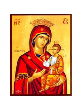 Σετ των 2 Εικόνα Ορθοδοξίας με περίγραμμα χρυσό σε ξύλο Φλαμουρίας  με  βάση Εικόνα ΠΑΝΑΓΙΑ ΜΕ ΧΡΙΣΤΟ, ΟΔΗΓΗΤΡΙΑ, ΠΡΟΥΣΙΩΤΙΣΣΑ Χειροποίητη Ελληνορθόδοξη εικόνα του Ιησού Χριστού, Κρεμαστή πλάκα βυζαντινής τέχνης, χριστιανική τέχνη Διάσταση 15x11 cm (5,9x4