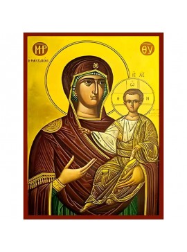 Σετ των 2 Εικόνα Ορθοδοξίας με περίγραμμα χρυσό σε ξύλο Φλαμουρίας  με  βάση Εικόνα ΠΑΝΑΓΙΑ ΜΕ ΧΡΙΣΤΟ, ΟΔΗΓΗΤΡΙΑ, ΦΑΝΕΡΩΜΕΝΗ Χειροποίητη Ελληνορθόδοξη εικόνα του Ιησού Χριστού, Κρεμαστή πλάκα βυζαντινής τέχνης, χριστιανική τέχνη Διάσταση 15x11 cm (5,9x4,3