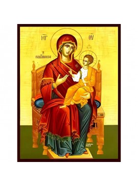 Σετ των 2 Εικόνα Ορθοδοξίας με περίγραμμα χρυσό σε ξύλο Φλαμουρίας  με  βάση Εικόνα ΠΑΝΑΓΙΑ ΜΕ ΧΡΙΣΤΟ, ΠΑΝΤΑΝΑΣΣΑ, ΕΝΘΡΟΝΟΣ Χειροποίητη Ελληνορθόδοξη εικόνα του Ιησού Χριστού, Κρεμαστή πλάκα βυζαντινής τέχνης, χριστιανική τέχνη Διάσταση 15x11 cm (5,9x4,3 