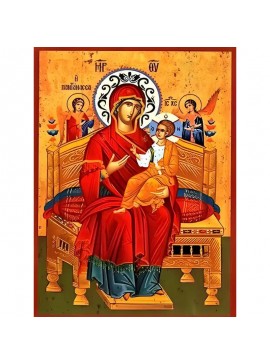 Σετ των 2 Εικόνα Ορθοδοξίας με περίγραμμα χρυσό σε ξύλο Φλαμουρίας  με  βάση Εικόνα ΠΑΝΑΓΙΑ ΜΕ ΧΡΙΣΤΟ, ΠΑΝΤΑΝΑΣΣΑ, ΕΝΘΡΟΝΟΣ, ΑΝΤΙΓΡΑΦΟΝ ΙΕΡΑΣ ΜΟΝΗΣ ΒΑΤΟΠΑΙΔΙΟΥ Χειροποίητη Ελληνορθόδοξη εικόνα του Ιησού Χριστού, Κρεμαστή πλάκα βυζαντινής τέχνης, χριστιανι