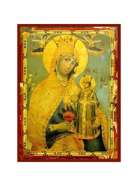 Σετ των 2 Εικόνα Ορθοδοξίας με περίγραμμα χρυσό σε ξύλο Φλαμουρίας  με  βάση Εικόνα ΠΑΝΑΓΙΑ ΜΕ ΧΡΙΣΤΟ, ΡΟΔΟ ΤΟ ΑΜΑΡΑΝΤΟ Χειροποίητη Ελληνορθόδοξη εικόνα του Ιησού Χριστού, Κρεμαστή πλάκα βυζαντινής τέχνης, χριστιανική τέχνη Διάσταση 15x11 cm (5,9x4,3 ίντσ
