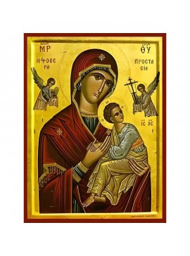 Σετ των 2 Εικόνα Ορθοδοξίας με περίγραμμα χρυσό σε ξύλο Φλαμουρίας  με  βάση Εικόνα ΠΑΝΑΓΙΑ ΜΕ ΧΡΙΣΤΟ, ΦΟΒΕΡΑ ΠΡΟΣΤΑΣΙΑ Χειροποίητη Ελληνορθόδοξη εικόνα του Ιησού Χριστού, Κρεμαστή πλάκα βυζαντινής τέχνης, χριστιανική τέχνη Διάσταση 15x11 cm (5,9x4,3 ίντσ