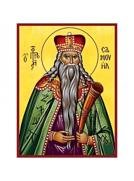 Σετ των 2 Εικόνα Ορθοδοξίας με περίγραμμα χρυσό σε ξύλο Φλαμουρίας  με  βάση Εικόνα ΠΡΟΦΗΤΗΣ ΣΑΜΟΥΗΛ Χειροποίητη Ελληνορθόδοξη εικόνα του Ιησού Χριστού, Κρεμαστή πλάκα βυζαντινής τέχνης, χριστιανική τέχνη Διάσταση 15x11 cm (5,9x4,3 ίντσες)  INTRAEK-337757