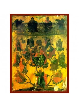 Σετ των 2 Εικόνα Ορθοδοξίας με περίγραμμα χρυσό σε ξύλο Φλαμουρίας  με  βάση Εικόνα ΡΙΖΑ ΙΕΣΣΑΙ Χειροποίητη Ελληνορθόδοξη εικόνα του Ιησού Χριστού, Κρεμαστή πλάκα βυζαντινής τέχνης, χριστιανική τέχνη Διάσταση 15x11 cm (5,9x4,3 ίντσες)  INTRAEK-33775786413